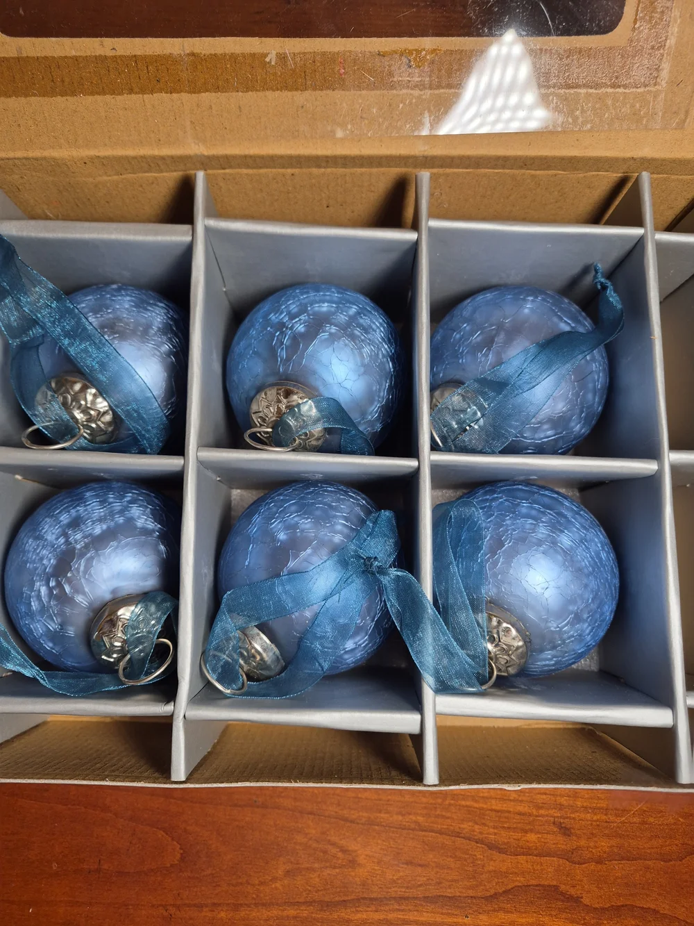 Hand-Crafted In India Set of 6 Holiday Ornaments - Blue